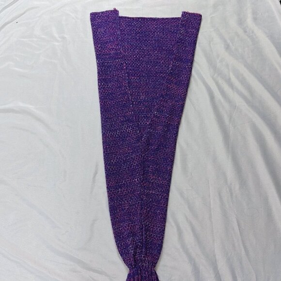 Crocheted Purple Mermaid Tail Blanket - Picture 2 of 3
